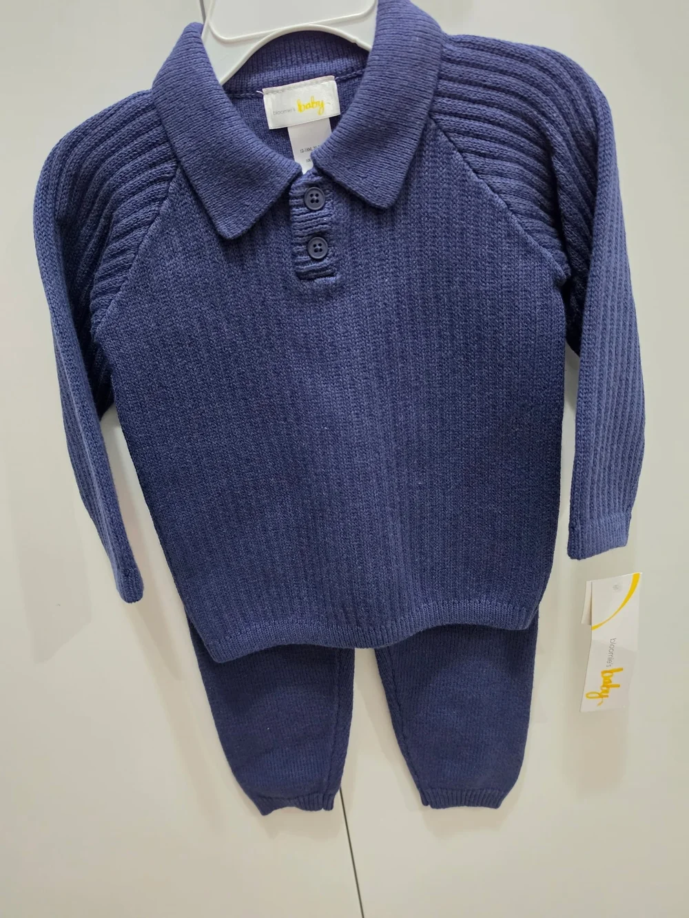 Brand Navy Knit Polo Matching Set - Cozy Two-Piece Outfit